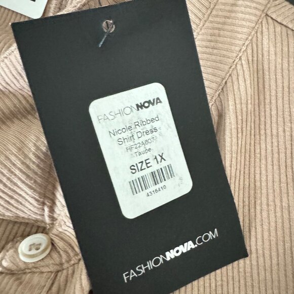 Fashion Nova Womens Tan Mini Dress Long Sleeve Size 1X - Picture 5 of 9